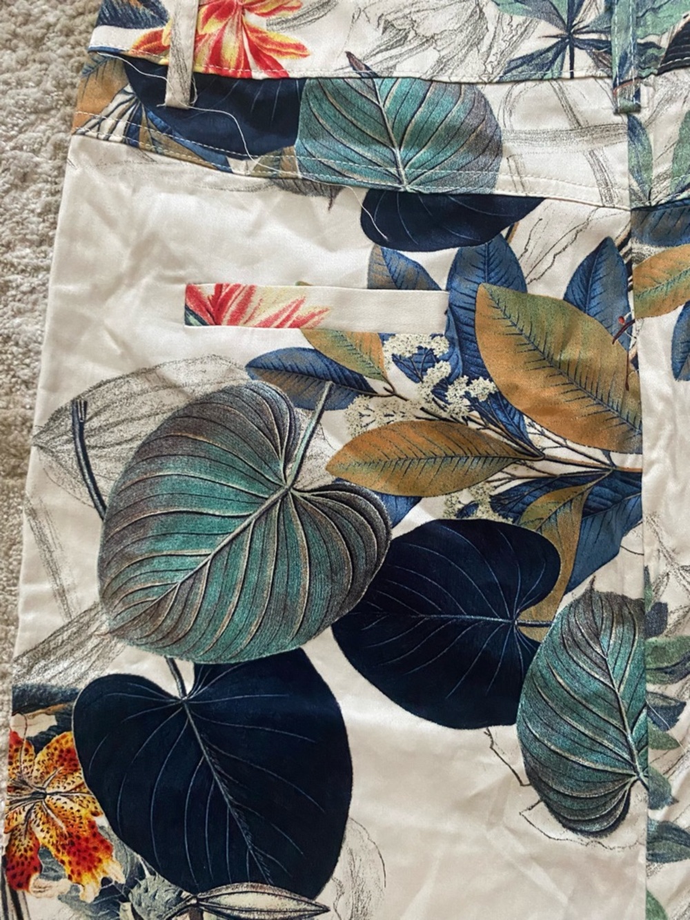 NWT Julia Lightweight Cotton Tropical Midi Skirt Palm Trees Flowers Leaves L - Picture 4 of 6